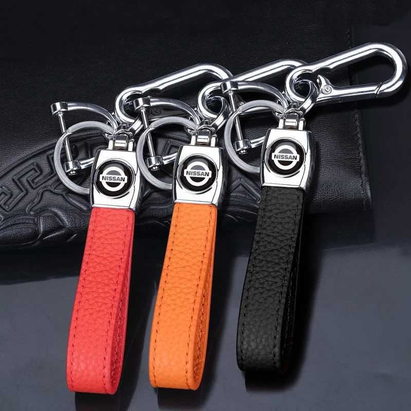 

Leather Car Keyrings Keychian Lanyard for Keys for Nissan Juke Sylphy Badge Qashqai X Trail Almera Nismo Interior Accessories