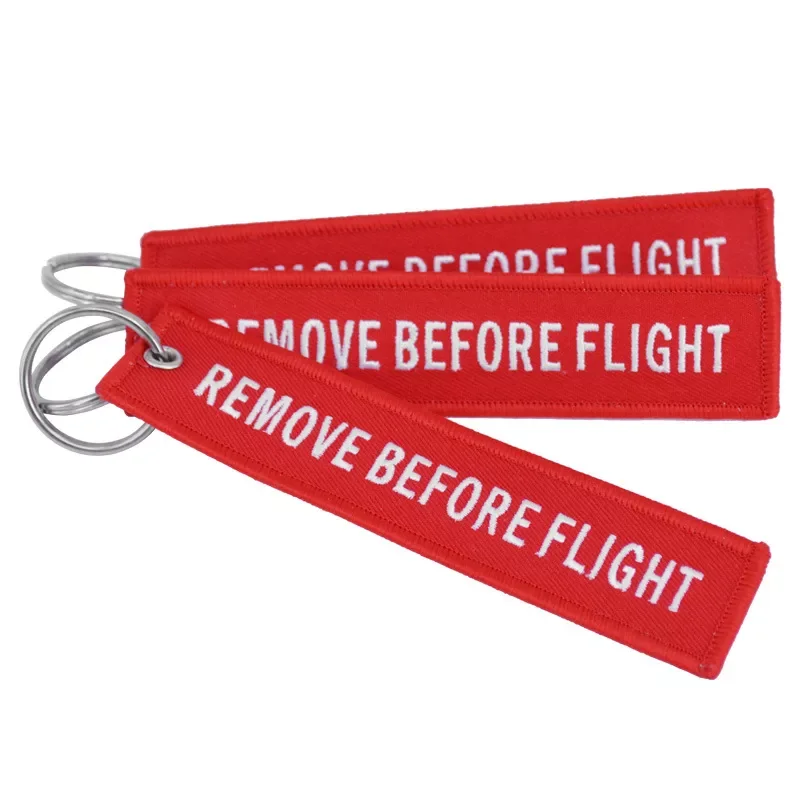 

1 Piece Sell Multicolor Remove Before Flight Fashion Tags Keychain Keyring Rectangle Polyester Embroidery Message 13*3CM