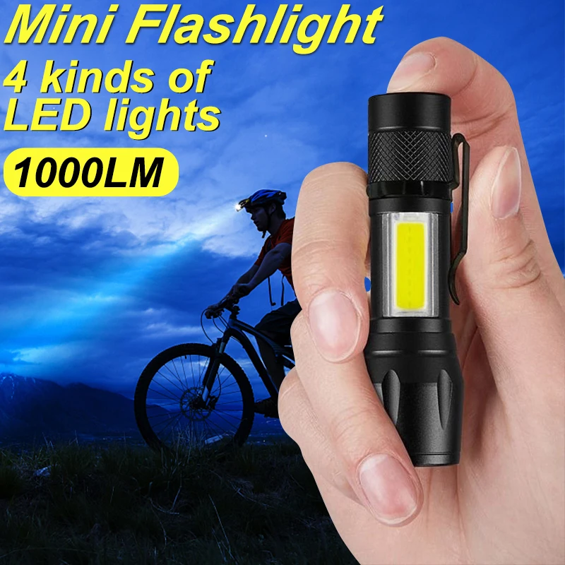 

Миниатюрный светодиодный фонарик, портативный водонепроницаемый перезаряжаемый фонарь с зумом для кемпинга, уличный аварийный регулируем...