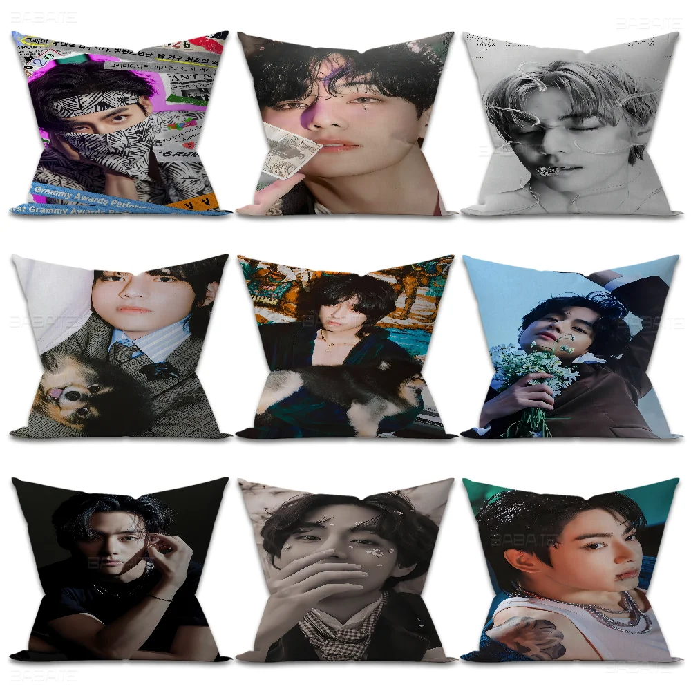 Певица Kpop Kim Tae Hyung V Layover Подушка Аниме Диван-кровать Голова Наволочка Чехол 45x45 см