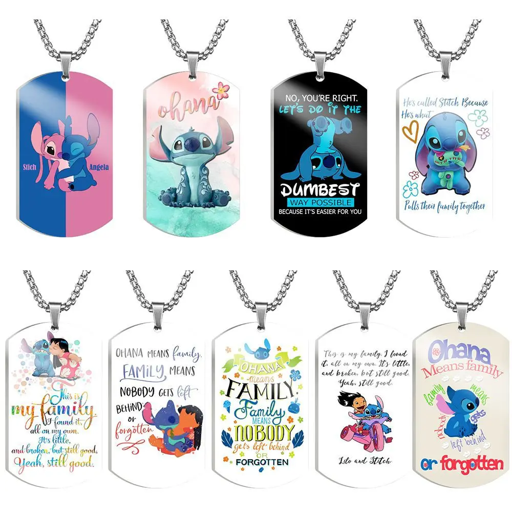 

Disney Anime Peripheral Stitch Necklace Cartoon Color Printed Stainless Steel Pendant Personality Boy Girl Jewelry Birthday Gift