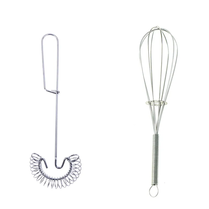 Stainless Steel Portable Spring Egg Stirrer Beater Baking Pastry Tools Manual Coil Whisk Milk Blender Whisking For Kitchen Tools