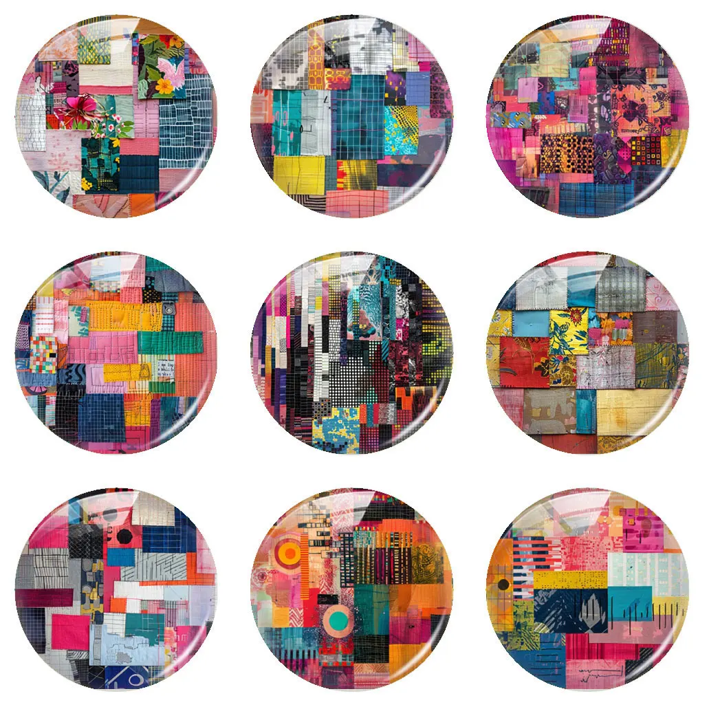 Стеклянный кабошон ручной работы с геометрическим узором плоская задняя часть