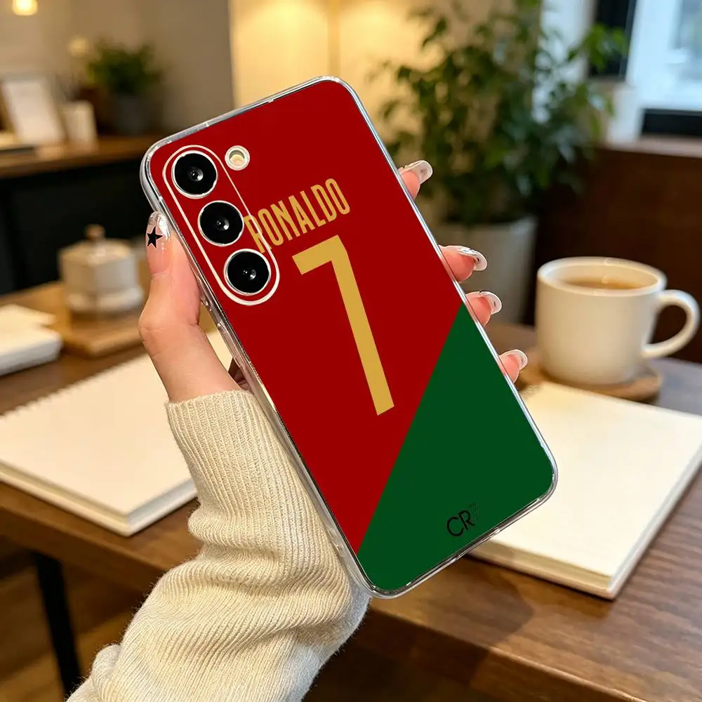 Фото Чехол для телефона Football For CR7 R-Ronaldo 7 для Samsung A71 A55 A51 A52 A35, прозрачный силиконовый чехол для телефона №2