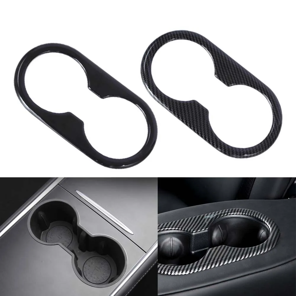 

Car Rear Seat Water Cup Holder Cover Decorative Frame for Tesla Model Y 2021 Automobile Interior Accessories