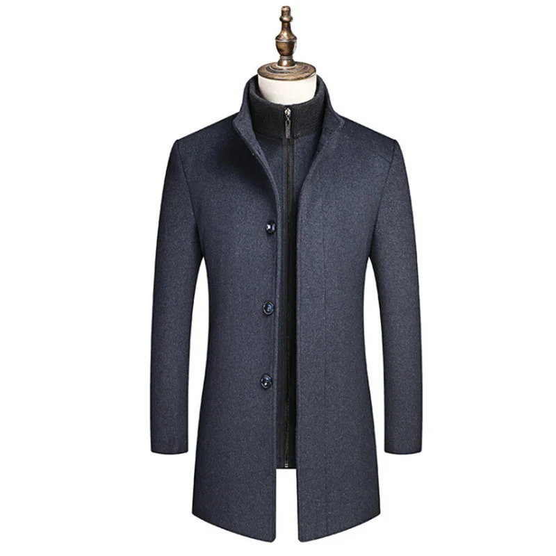 

New Autumn Winter Men's Business Woolen Coats Casual Thick Windproof Jacket With liner Men Wool Blends Coats Fashion Overcoats