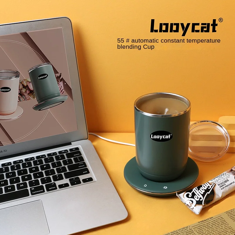 

Чашка-перемешиватель Happy cat LOOYCAT с автоматической постоянной температурой, 55 ℃, чашка для кофе с подогревом