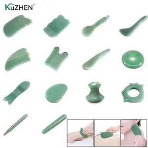 Натуральный Нефритовый камень с авантюрином, 1 шт., массажный инструмент Guasha для спа-терапии, массажер Gua Sha, китайские инструменты для здоровья тела