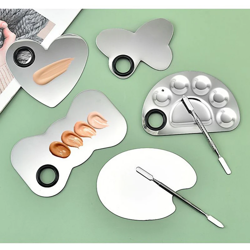 

2 шт./компл. Палитра для рисования ногтей с палочкой для смешивания, лопатка, набор для дизайна ногтей, палитра для макияжа и основы