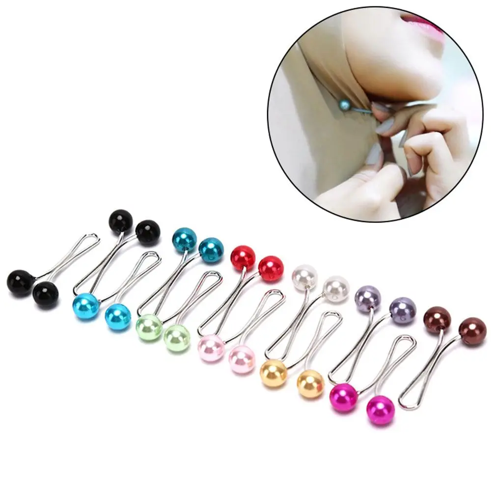 

12Pcs Fashion Anti Slip Shawl Headscarf Hijab Clips Scarf Pin Brooch Pearl Clip