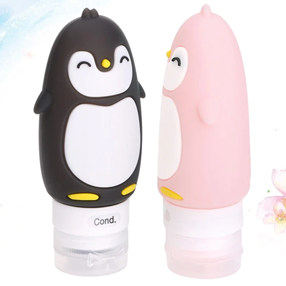 

2pcs 90ml Penguin Design Bottles Travel Empty Bottle Silicone Lotion Container Squeeze Bottles Dispensers Subpackaging Bottles