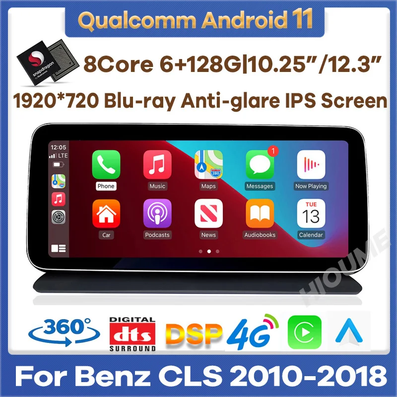 

Автомобильный видеоплеер Qualcomm 6 + 128G Android 11 для Mercedes Benz CLS Class W218 2011-2018 автомобильное радио стерео GPS CarPlay головное устройство