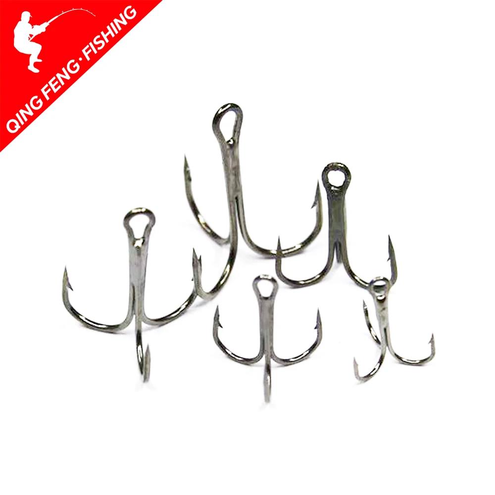 

10pcs Fishing Hooks High Steel Carbon Material Treble Black Fishing Hook Round Folded Saltwater Bass 2# -16 # Tackle Tools
