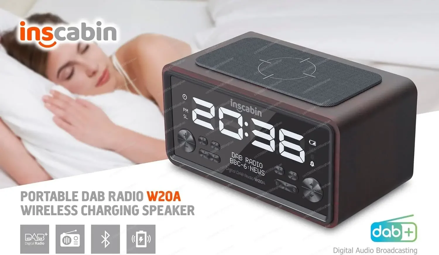 Фото Радио DAB+ FM Bluetooth 5.0 — многофункциональный динамик с беспроводной зарядкой и будильником, высококачественное домашнее аудио (внешняя торговля) №5