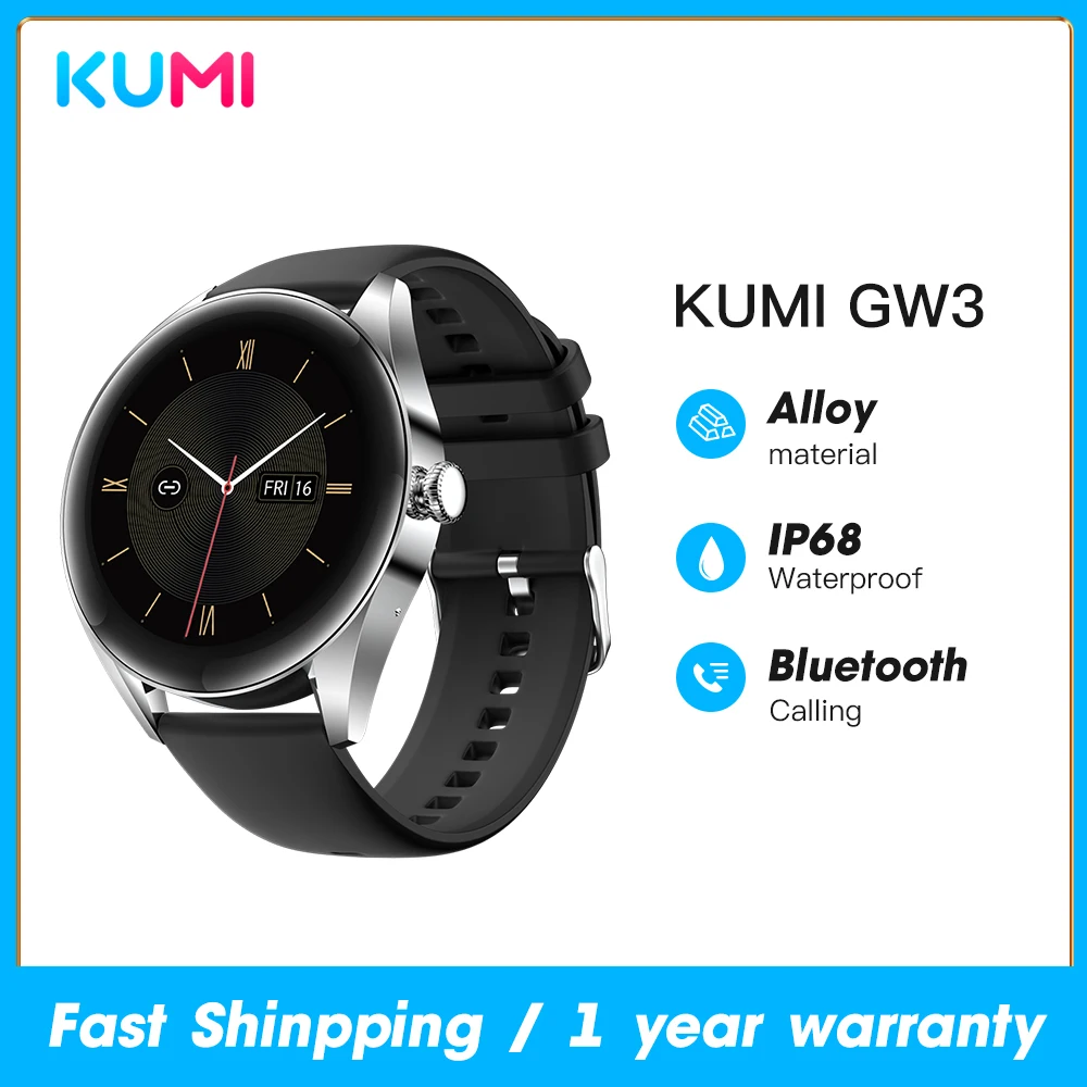 

New Arrivals KUMI Smart Watch for Men Smartwatch All-Day SpO2 Tracker Heart Rate Monitoring IP68 Waterproof Full Touch Screen