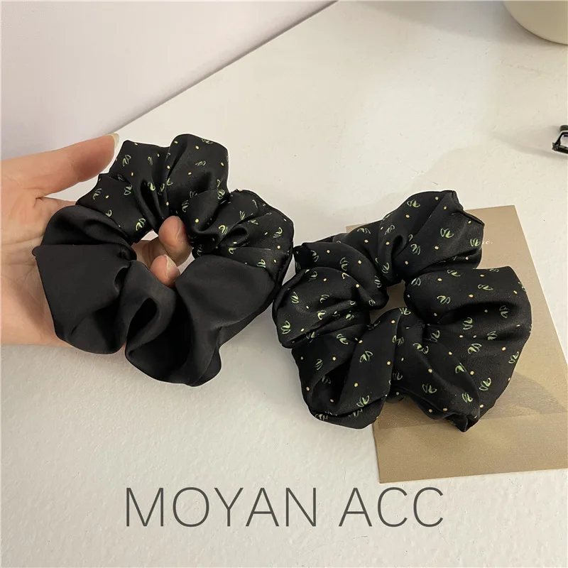 

Girl Gentle Large Intestine Ring Dual-Color Patchwork Floral Hair Band Korean Simple Rubber Band Tie-up Hair Head Rope Fabric Ha