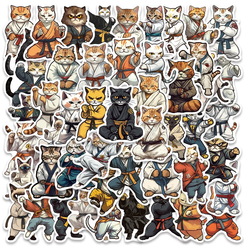 

10/50pcs Cool Cartoon kungfu Cats Stickers Kids Toy DIY Waterproof Graffiti For Luggage Laptop Guitar Phone Car Decals
