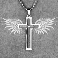 letter cross black long men necklaces pendants chain punk for boyfriend male stainless steel jewelry creativity gift wholesale