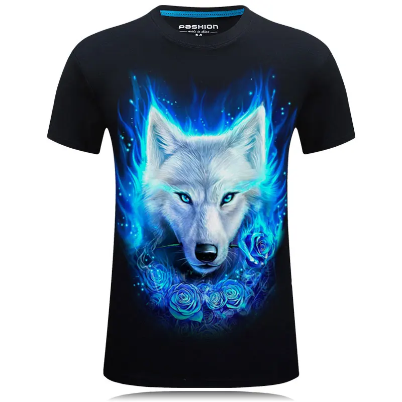 

Summer New Men's 3d printed Wolf T-shirt 100% Cotton femme t-shirts woman casual O-neck short sleeve Camiseta oversized t shirt