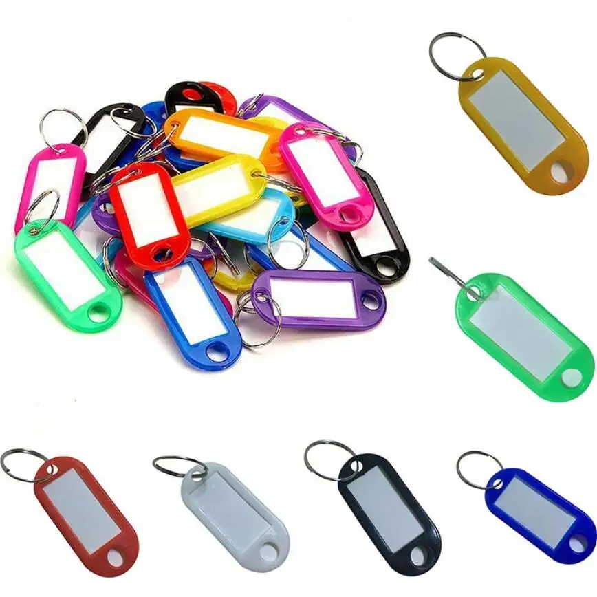 

30 Pcs/Set Colorful Plastic Key Fobs Language ID Tags Labels Key Rings Name Tags With Split Ring For Baggage Key Chains Key Ring