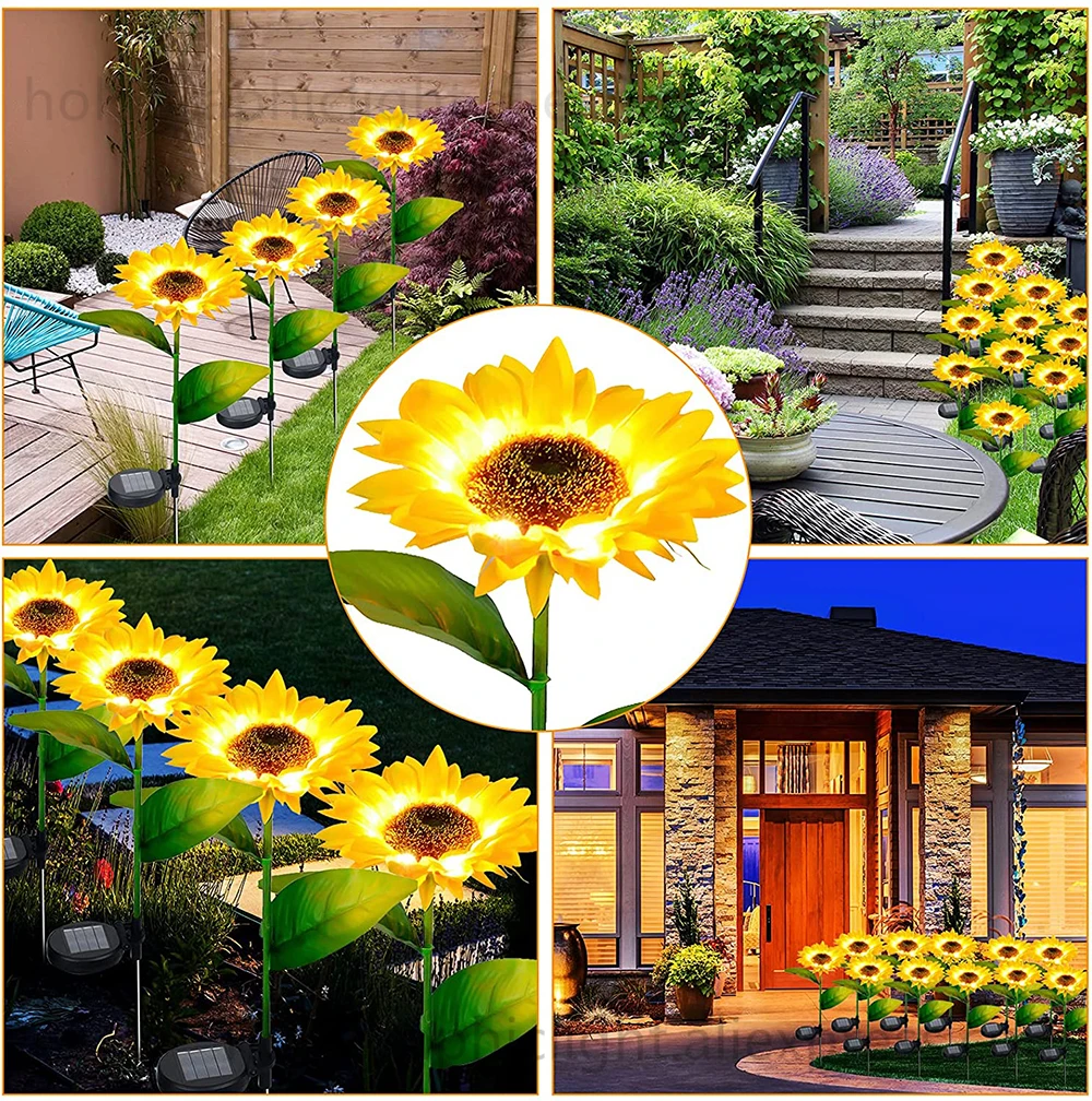 

Solar Sunflowers Outside Garden Lawn Light IP65 Waterproof Solar Flowers Pathway Light for Patio Yard Wedding Holiday Decoration