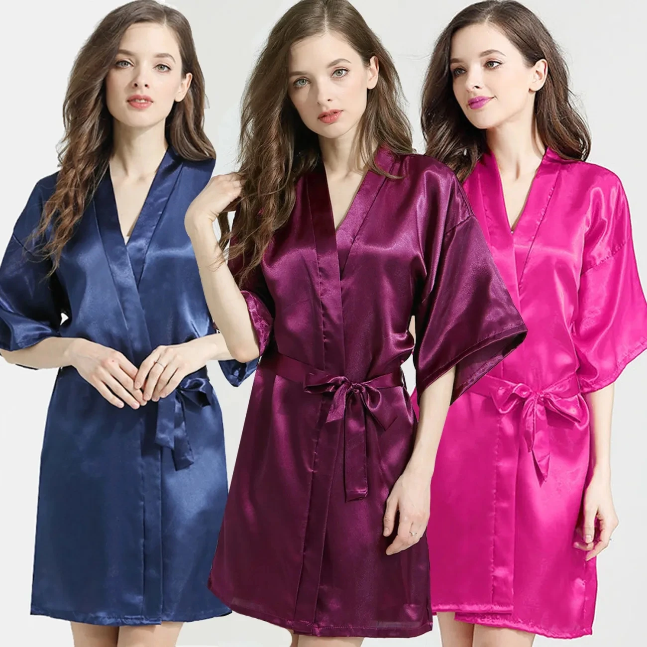 

Female Fashion Bathrobes Nightgown Soft Silk Dressing Gown Bathrobe For Women Sleepwear Ladies Sexy Sleepwear Wedding Dresses