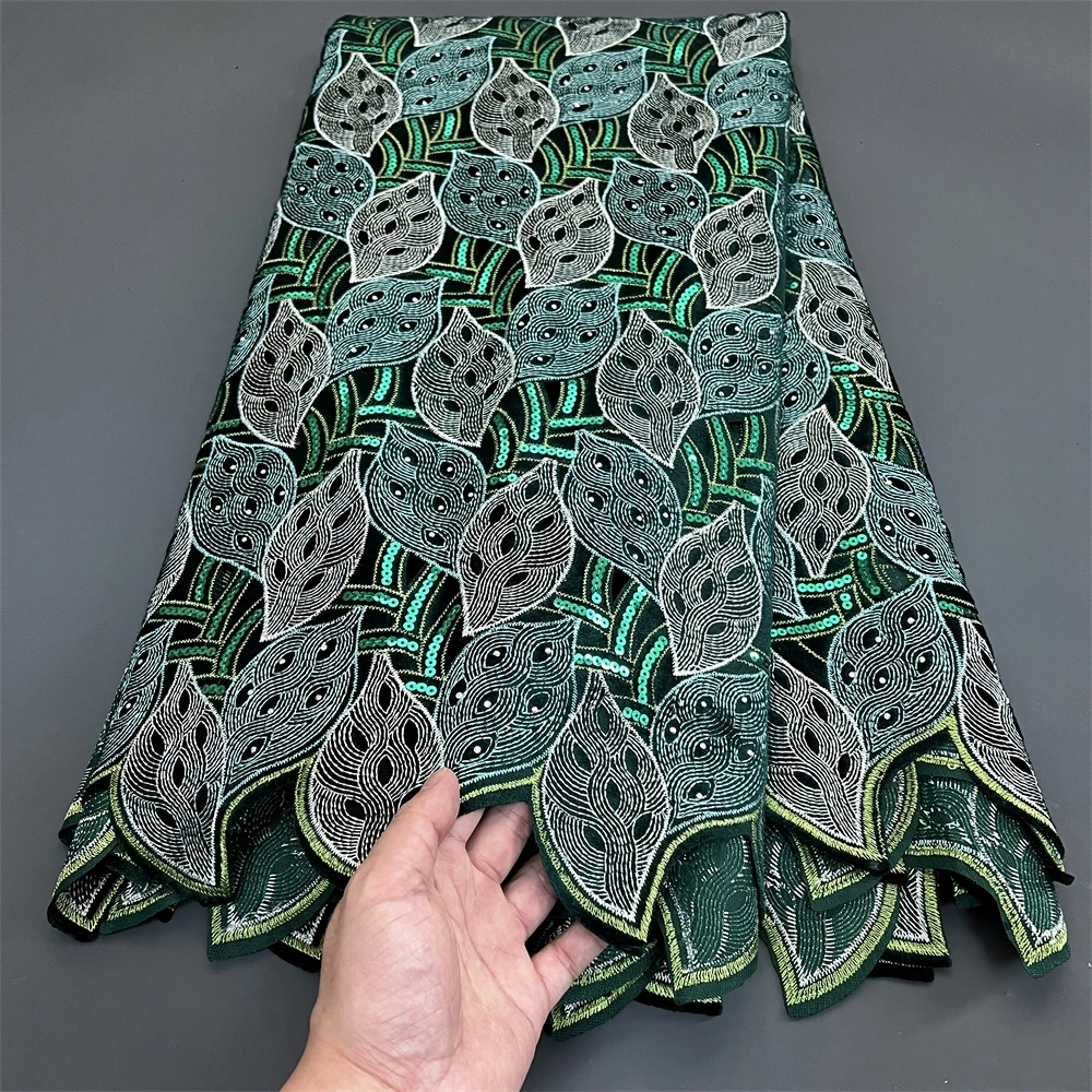 Лавандовая африканская кружевная ткань с блестками украшенная бисером 2024 цветов