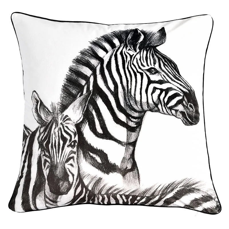 

Nordic black and white zebra pillow cover cushion simple modern home living room sofa soft model room pillow chair cushion