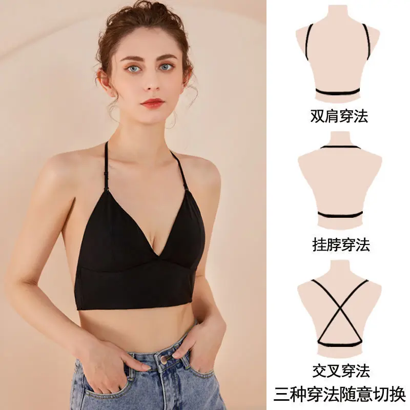 

Women Backless U Bra Invisible Bralette Ice Silky Seamless Push Up Lingerie Wireless Open Low Back Sexy Underwear Wedding Bra