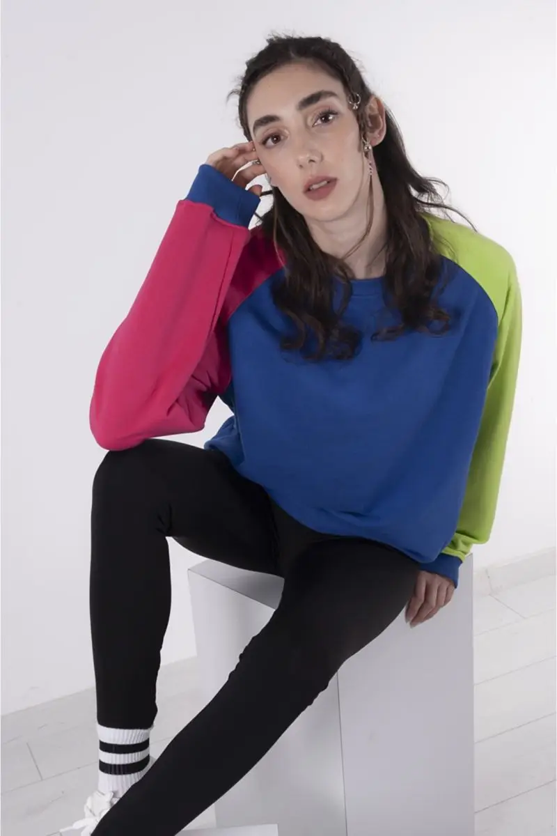 

Свитшот для мужчин и женщин, трикотажная повседневная одежда оверсайз с длинным рукавом, темно-зеленая фуксия, весна-зима