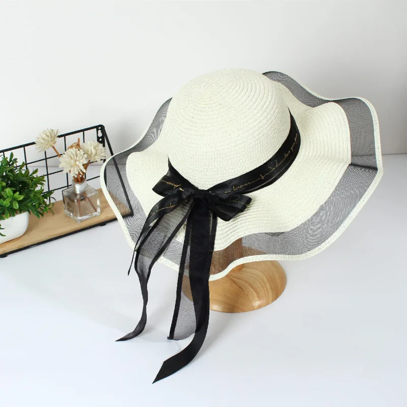 

Simple Casual Straw Hat Korean Of The Mesh Side Sun Hat Women Summer Thin Breathable Hat Personality Temperament Wild Sun Hat