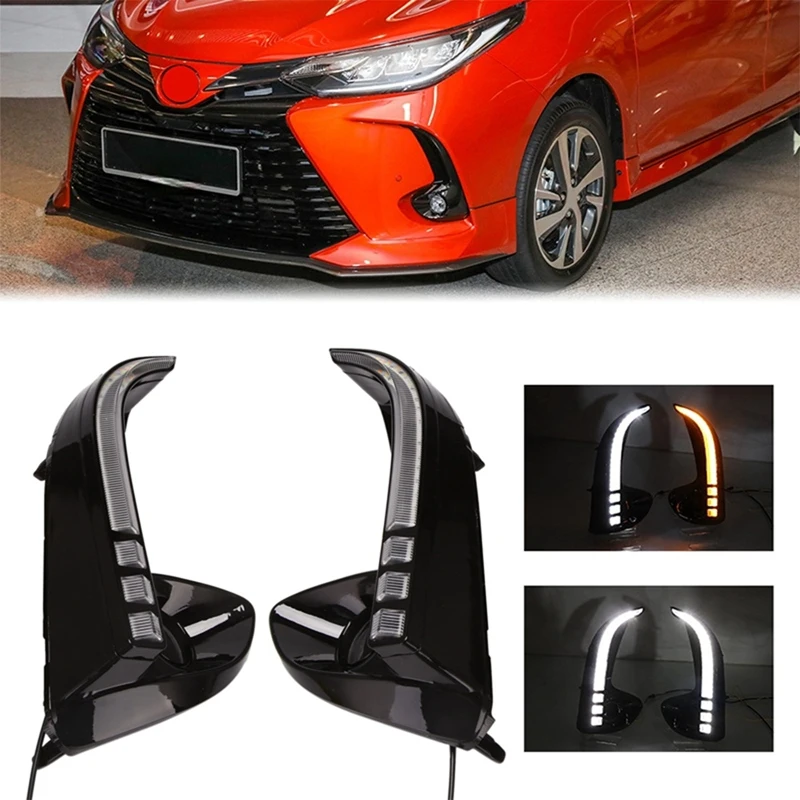 

1 Pair Car LED Daytime Running Light DRL Headlight Waterproof Fog Light for Toyota Vios Yaris 2020 2021 Car Accessories