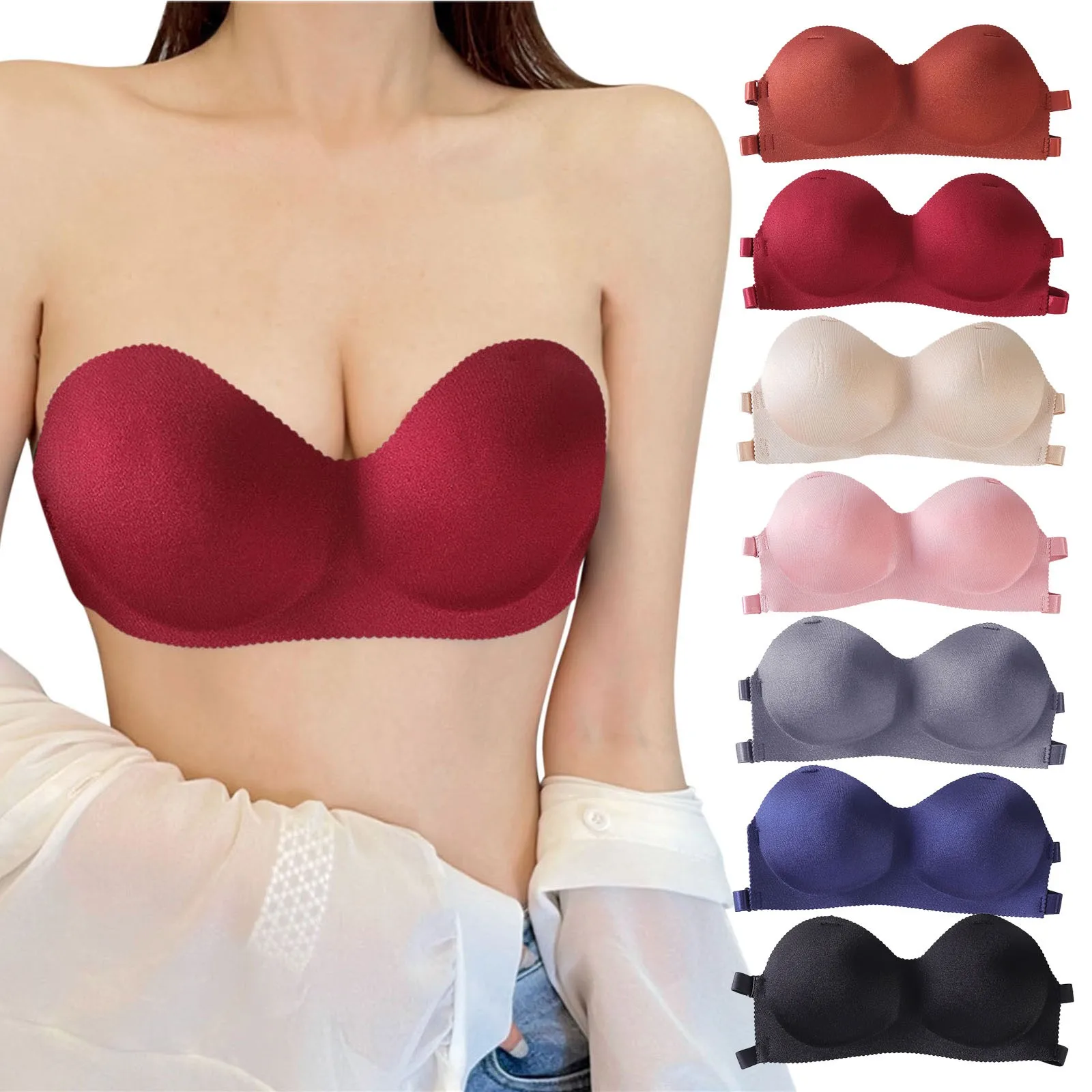 

Push Up Strapless Bras Seamless Tube Tops Women Invisible Bra Intimates Bustier Bandeau Breathable Wrapped Chest Sport Underwear