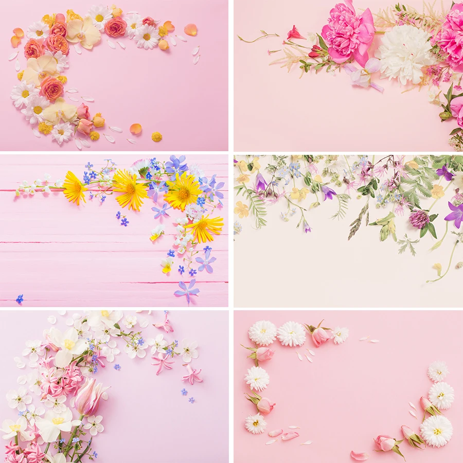 

Photography Backdrops Pink Planks Flower Petal For Newborn Child Cake Food Portrait Photocall Background for Photo Studio