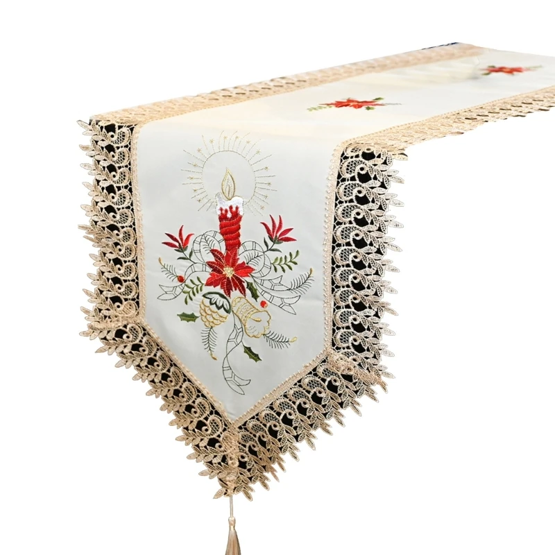 

Vintage Table Runner Embroidered Flowers Table Runner Dinning Kitchen Lace