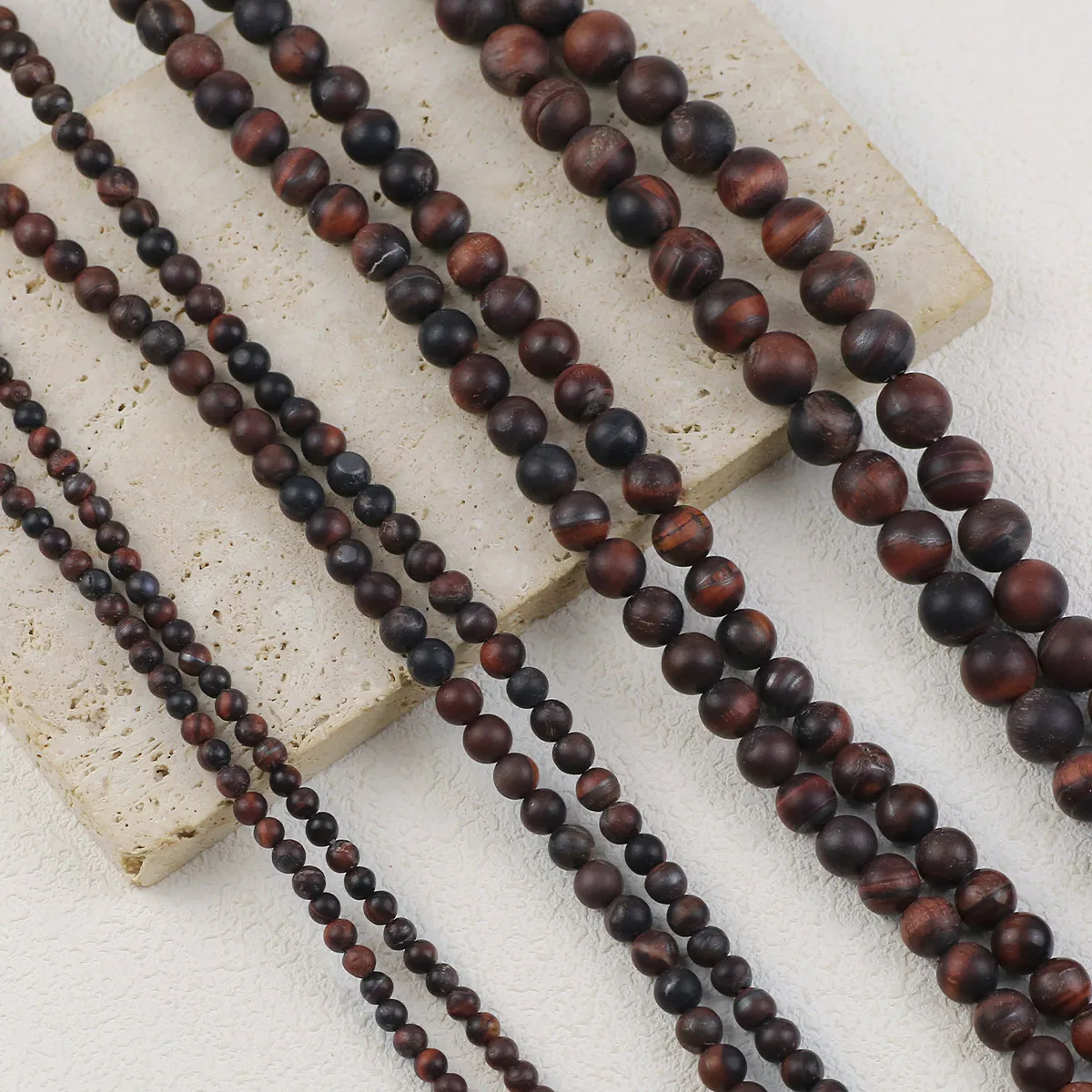 Бусины Из Натурального матового Красного тигрового глаза 4 6 8 10 12 мм круглые