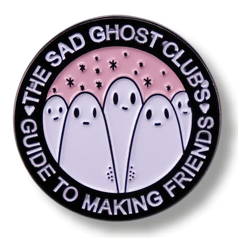 

Sad Ghost Club Guide to Make Friends Enamel Pin Brooch Metal Badges Lapel Pins Brooches for Backpacks Jewelry Accessories