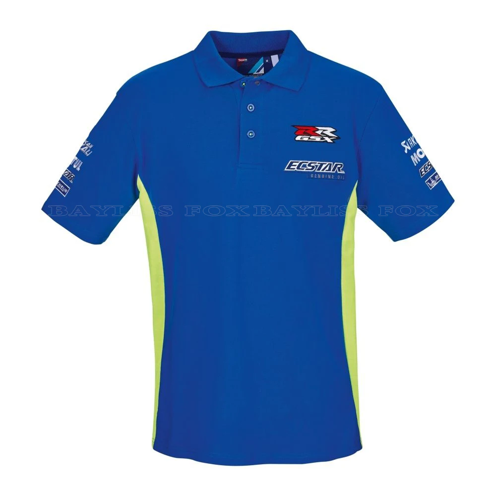 

Moto For Suzuki Ecstar GSX RR Racing Team Summer Men's Polo Shirt Motor Sport Superbike Race Blue Clothing Cotton T-shirt