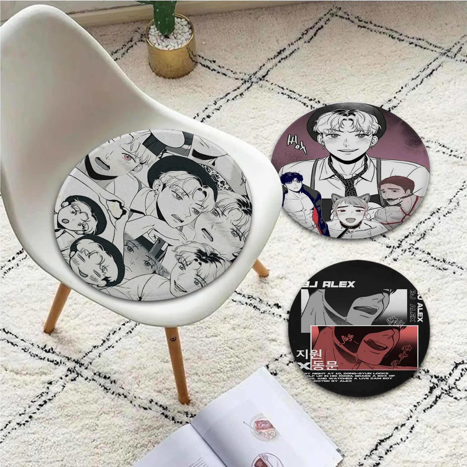 

Anime Bj Alex Nordic Printing Fabric Cushion Non-slip Living Room Sofa Decor Students Stool Tatami Office Outdoor Garden Cushion