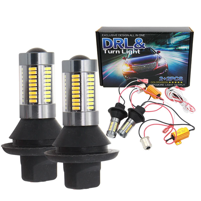 

1156 BAU15S BA15S led T20 7440 4014 T25 66SMD DRL white turn yellow Turn Signal Light Error Free Canbus with Resistor