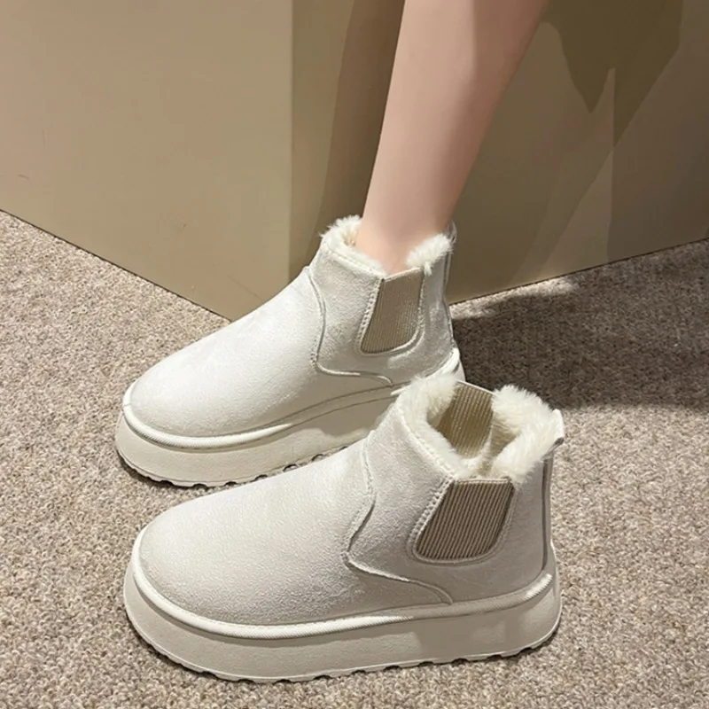 Новинка 2024 зимние женские ботинки плюшевые теплые Нескользящие кроссовки на