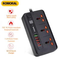 smart power strip universal plug 2500w electrical socket 3 ac outlets qc3 0 fast charging timer switch socket 2m extension cord