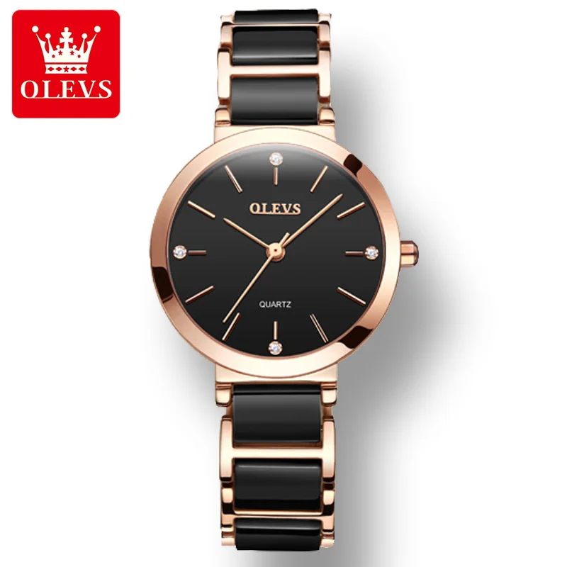 

OLEVS 5877 High Quality Japanese Movement Japan Quartz Women Wristwatches Waterproof Ceramic Strap Fashion Watch for Women
