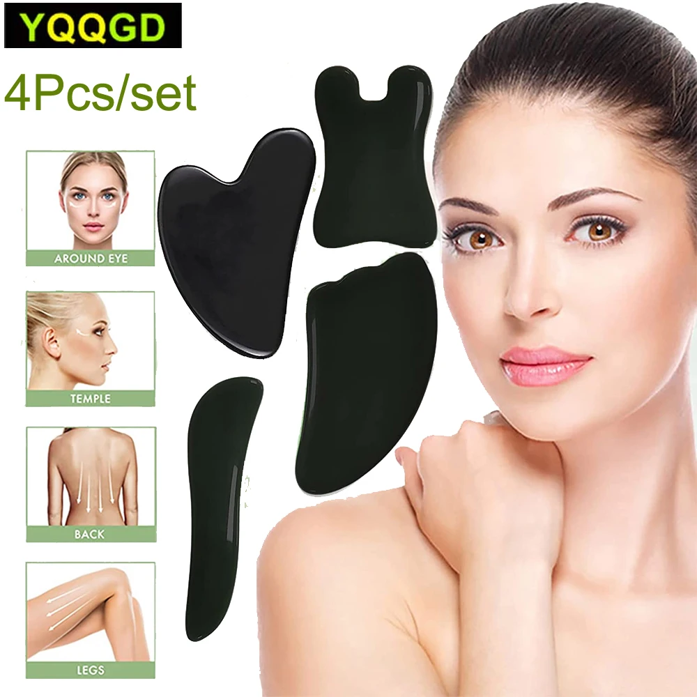 

4 шт./компл. Gua Sha инструмент для лица, инструмент для массажа, доска Guasha для спа-иглоукалывания терапии триггерной точки лечения