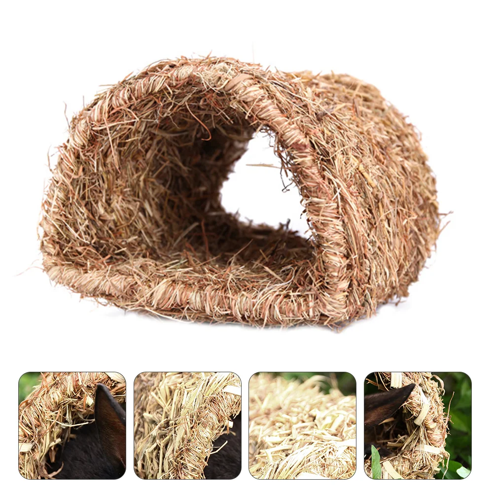 

Tunnel Rabbit Grass House Bunny Hideaway Small Hut Seagrass Hamster Tube Play Pet Straw Animal Rabbitsguinea Playhouse Tubes