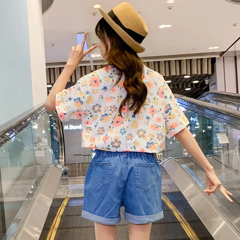 Корейская детская одежда 2023 летний топ для девочек-подростков футболка