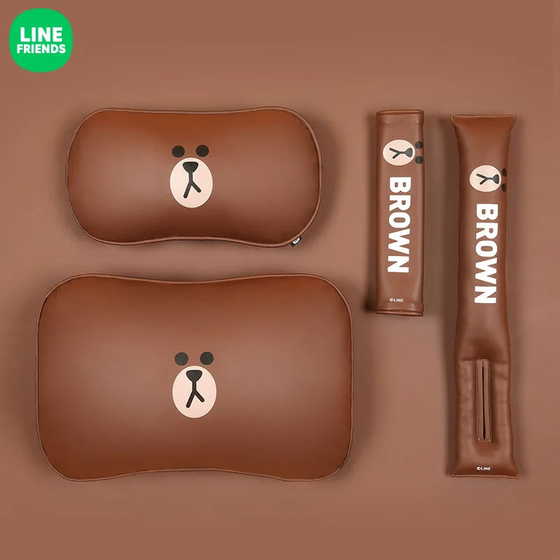 Автомобильная Кожаная подушка для спинки и поясницы Line Friends (1 шт.) | Электроника