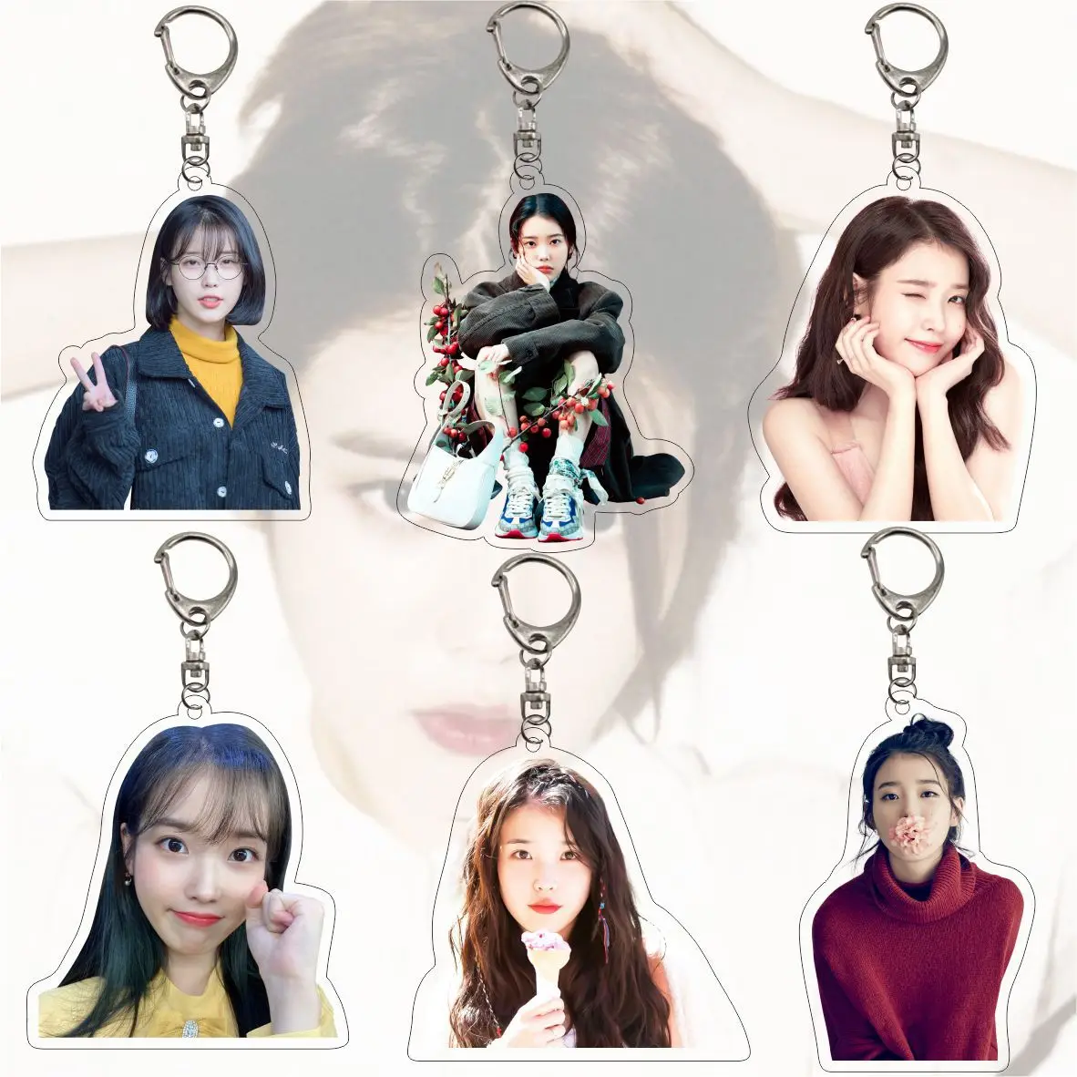 

South Korea's Popular Idol Surrounding Acrylic Double-Sided Key Chain Li ZhiEn Pendant iu Star Surrounding Independent Packaging