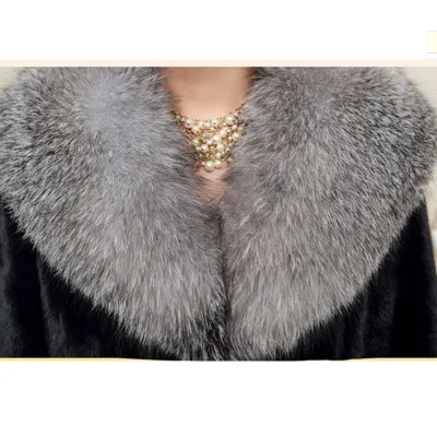 Autumn and winter faux fur coat jacket women Trench imitation mink fur coat women's fur long coat Outwear black luxury fox fur