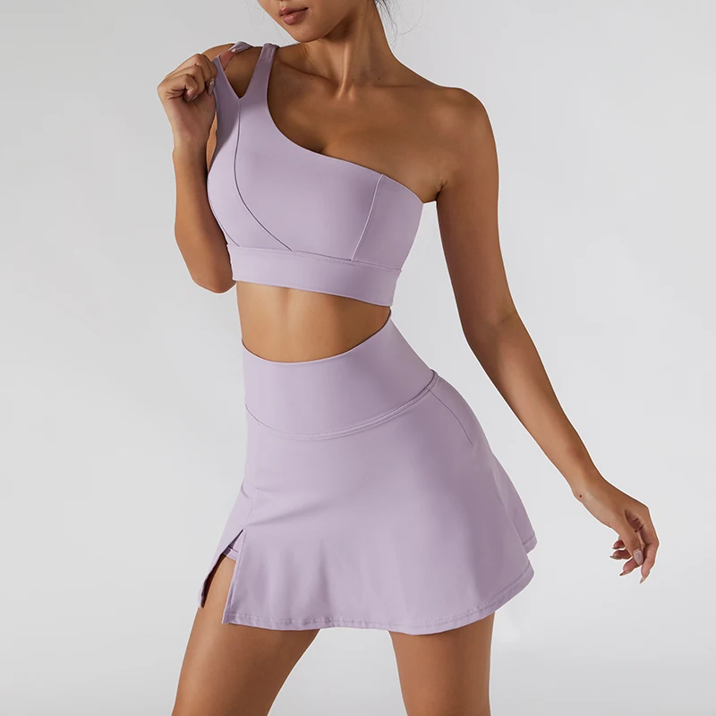 

Female Seamless Yoga Suit One Shoulder Sexy Workout Bra Gym Shorts Gathering Fitness Bra High Waist Leggings Pilates Sportswear